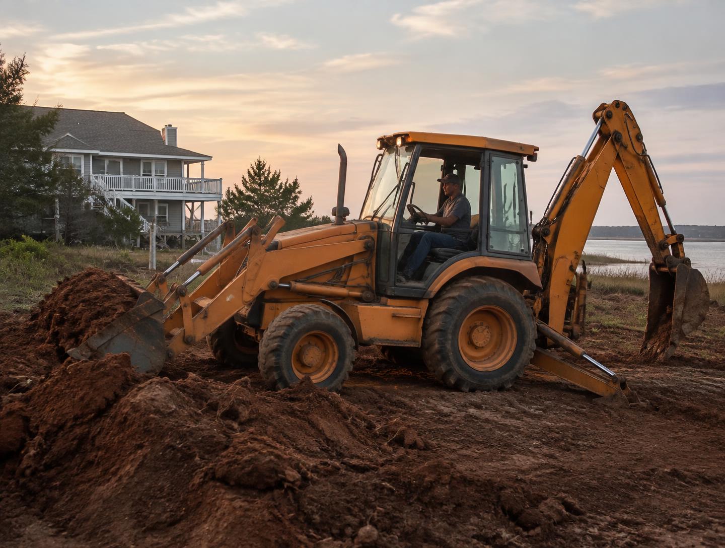 Backhoe Services — heavy construction work by Soundside Crane